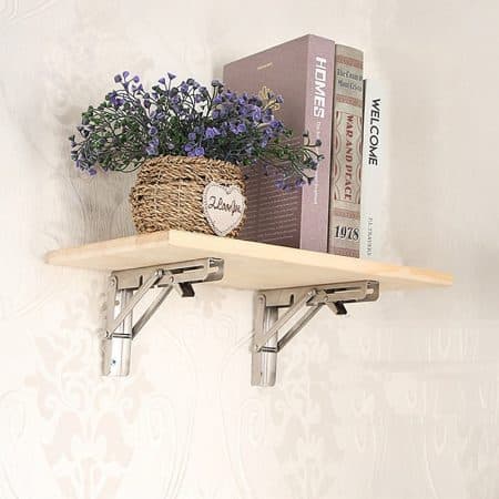 2x 10" Stainless Steel Folding Table Bracket Shelf Bench 50kg Load Heavy Duty - Image 2