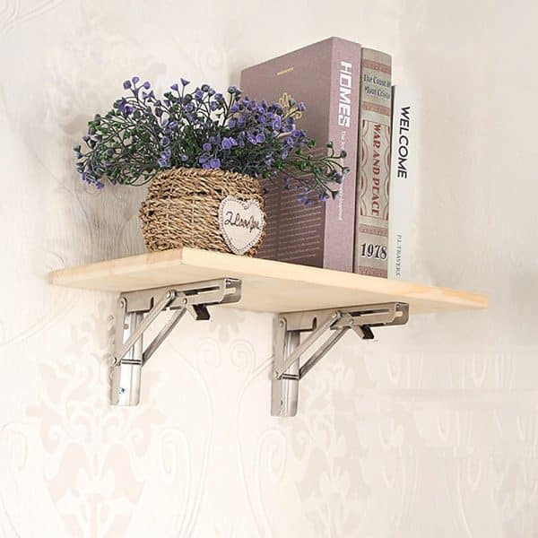 2x 10" Stainless Steel Folding Table Bracket Shelf Bench 50kg Load Heavy Duty - Image 2