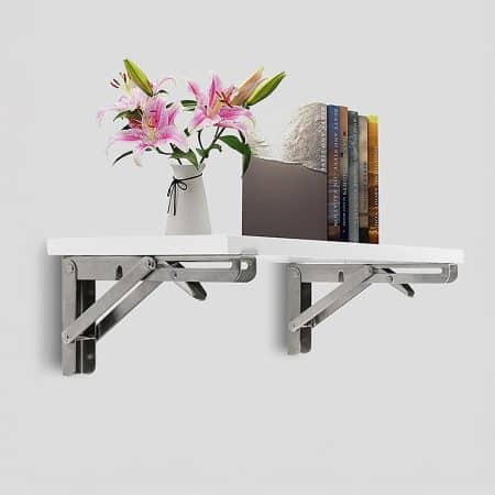 2x 20" Stainless Steel Folding Table Bracket Shelf Bench 50kg Load Heavy Duty - Image 2