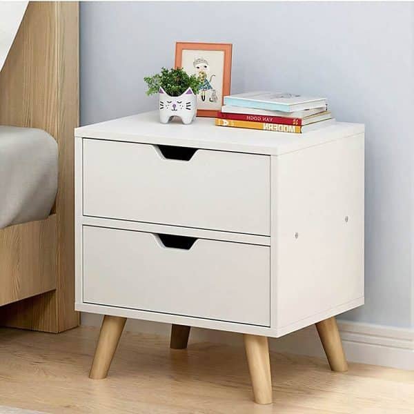 Bedside Tables Drawers Side Table Nightstand White Storage Cabinet Wood - Image 2