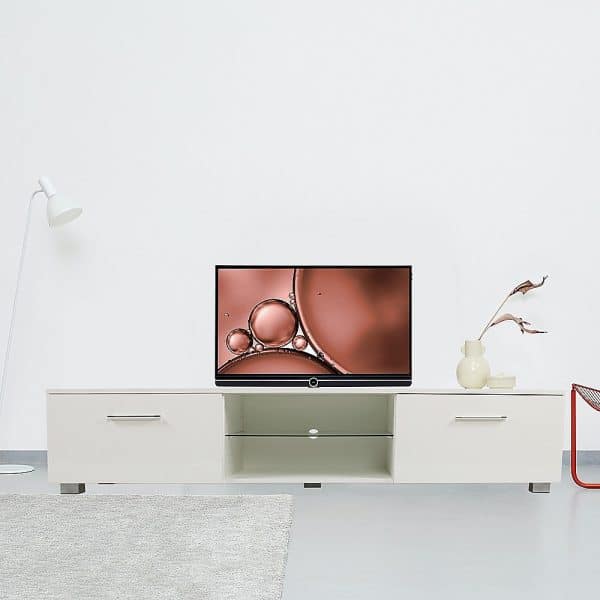 TV Cabinet Entertainment Unit Stand High Gloss Storage Shelf 140cm White - Image 2