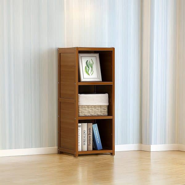 Bamboo Adjustable Shelf Bookcase Display Storage Rack Stand Livingroom Bedroom - Image 2