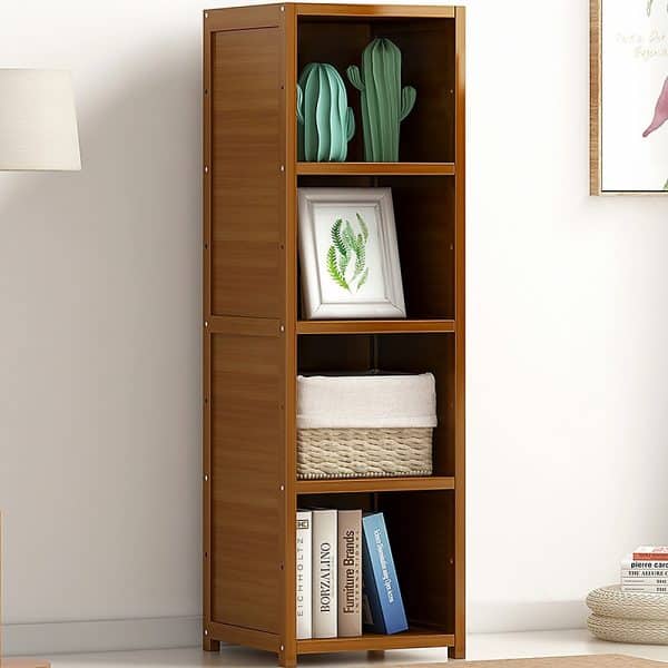 Bamboo Shelf Bookcase Display Storage Rack Stand Livingroom Bedroom - Image 2