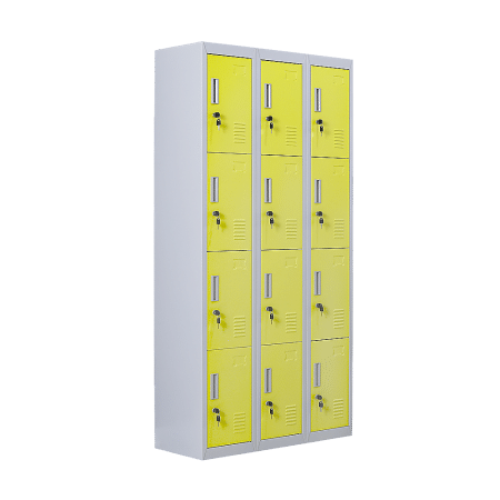 12-Door Locker for Office Gym Shed School Home Storage - Standard Lock with 2 Keys
