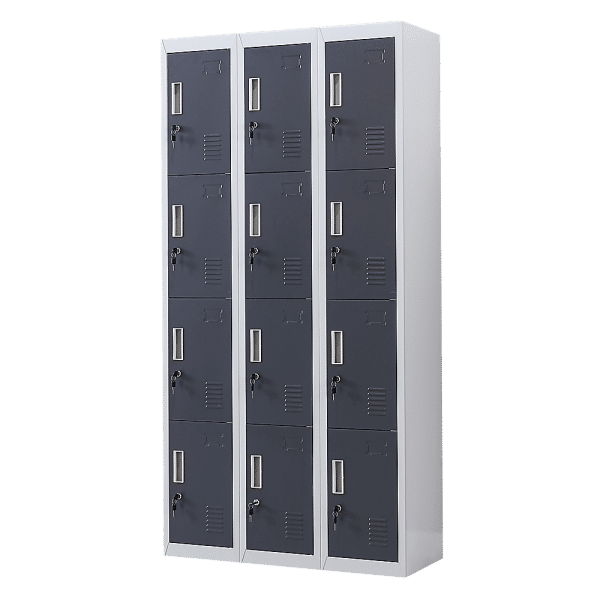 12-Door Locker for Office Gym Shed School Home Storage - Standard Lock with Keys