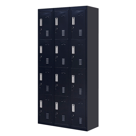 12-Door Locker for Office Gym Shed School Home Storage - Standard Lock with Keys