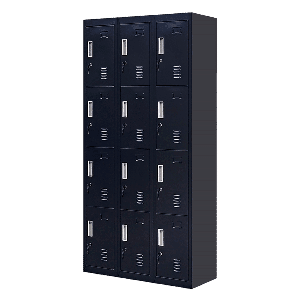 12-Door Locker for Office Gym Shed School Home Storage - Standard Lock with Keys