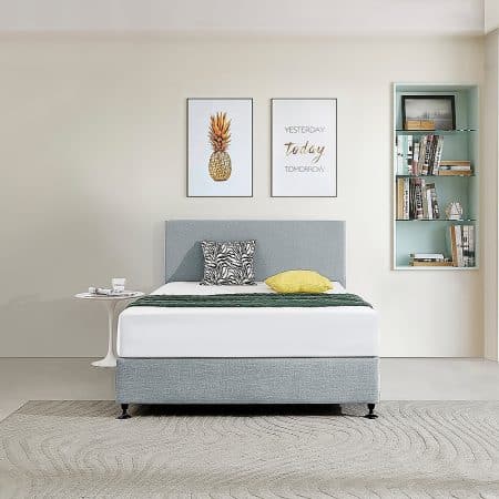 Linen Fabric Double Bed Deluxe Headboard Bedhead - Stone Grey - Image 2