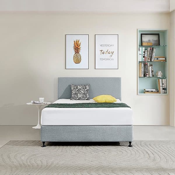 Linen Fabric Double Bed Deluxe Headboard Bedhead - Stone Grey - Image 2