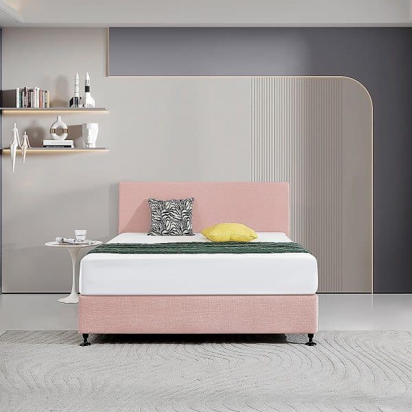 Linen Fabric Queen Bed Deluxe Headboard Bedhead - Pale Pink - Image 2