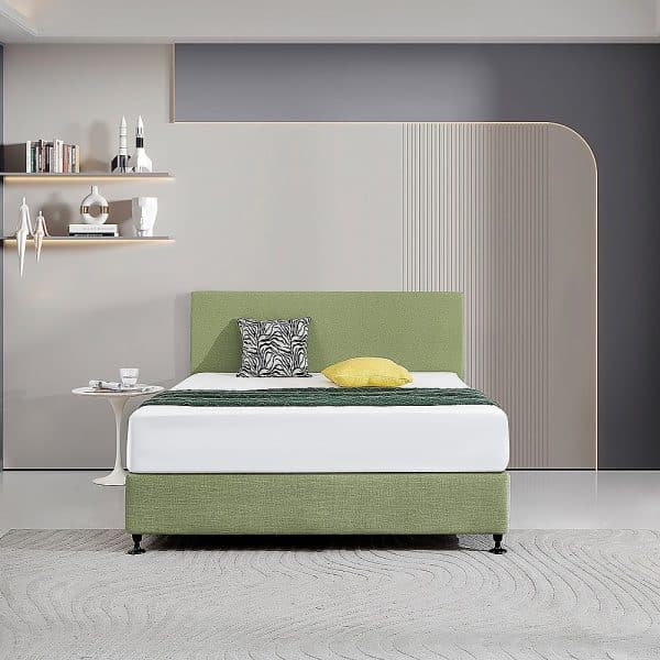 Linen Fabric Queen Bed Deluxe Headboard Bedhead - Olive Green - Image 2