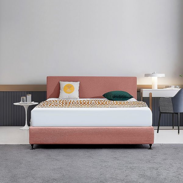Linen Fabric King Bed Deluxe Headboard Bedhead - Pearl Copper Brown - Image 2