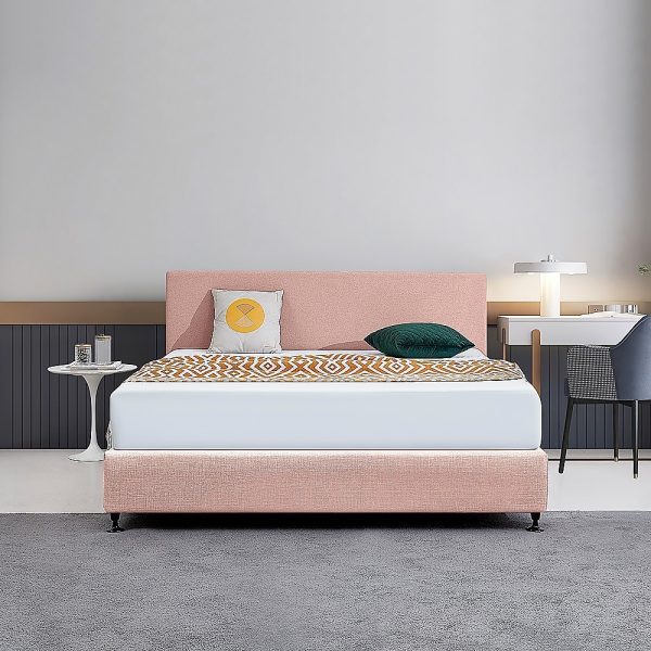 Linen Fabric King Bed Deluxe Headboard Bedhead - Pale Pink - Image 2