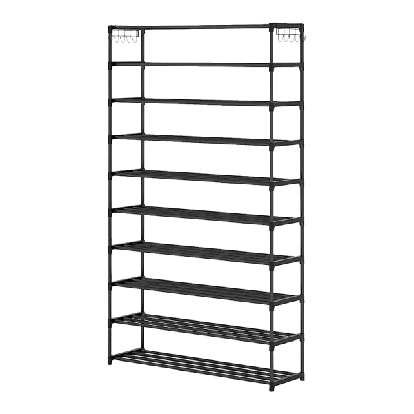 10 Tier Black Shoe Rack Metal Shoe Storage Organizer Rack 50-Pair Large Capacity
