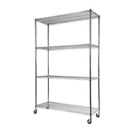 Modular Wire Storage Shelf 1500 x 450 x 1920mm Steel Shelving with Wheels