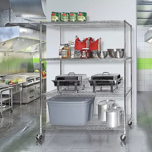 Modular Wire Storage Shelf 1500 x 450 x 1920mm Steel Shelving with Wheels - Image 2