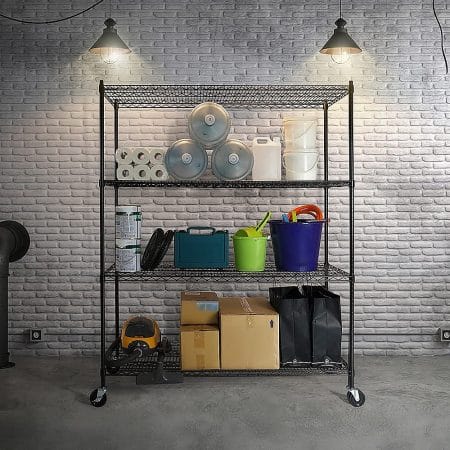 Modular Wire Storage Shelf 1500 x 450 x 1920mm Steel Shelving with Wheels - Image 2