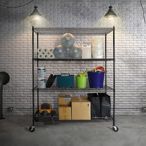 Modular Wire Storage Shelf 1500 x 450 x 1920mm Steel Shelving with Wheels - Image 2