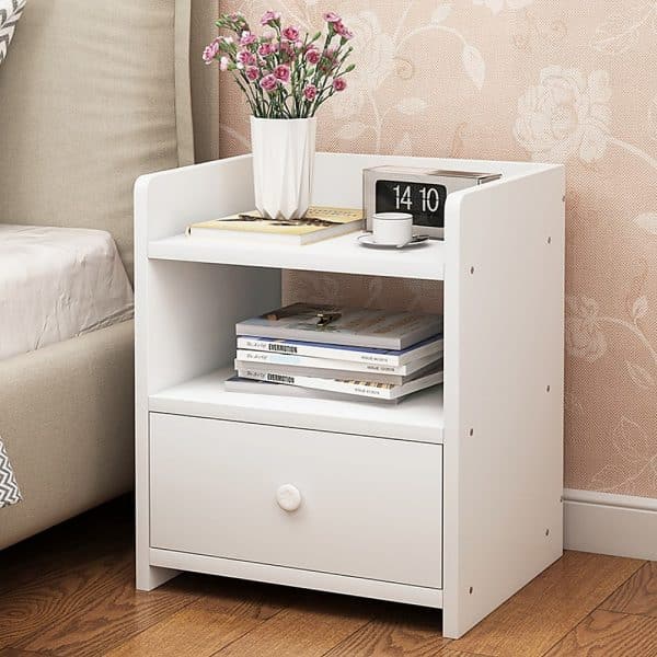 Bedside Tables Side Table Nightstand Storage Drawer Shelf Bedroom - Image 2