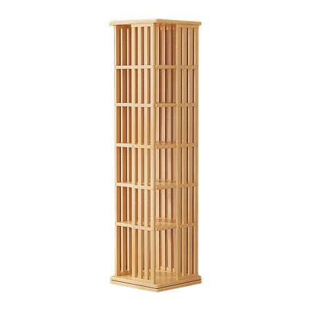360 Rotating Bookshelf Bamboo Storage Display Rack Shelving in Wood