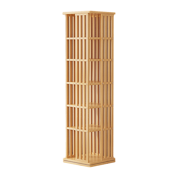 360 Rotating Bookshelf Bamboo Storage Display Rack Shelving in Wood