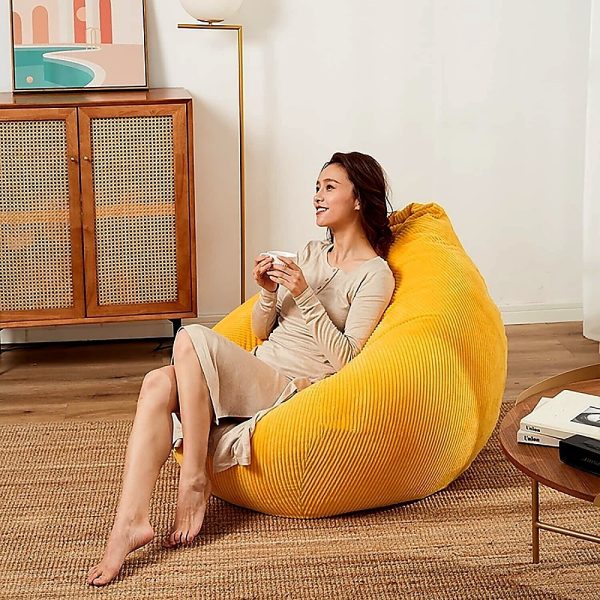 Jumbo Cord Beanbag Chair Cover Unfilled Large Bean Bag - Mustard - Image 2