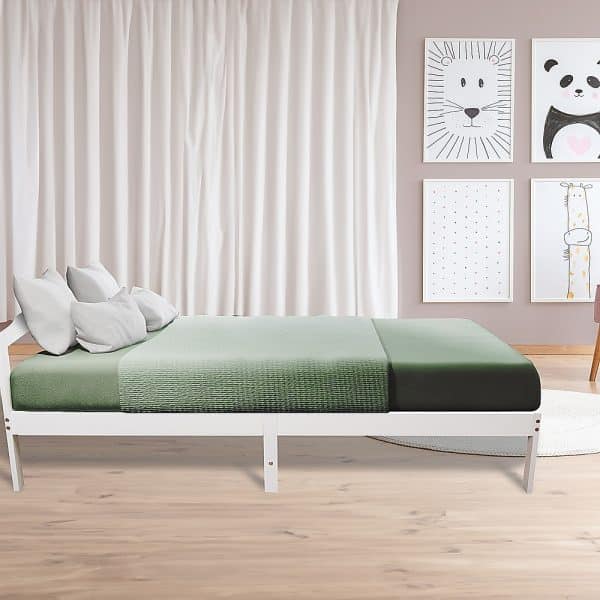 Double Wooden Bed Frame Home Furniture White - Image 2