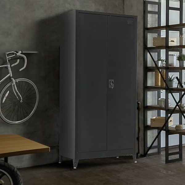 Two-Door Metal Cabinet Shelf Storage for Home Office Gym - Image 2