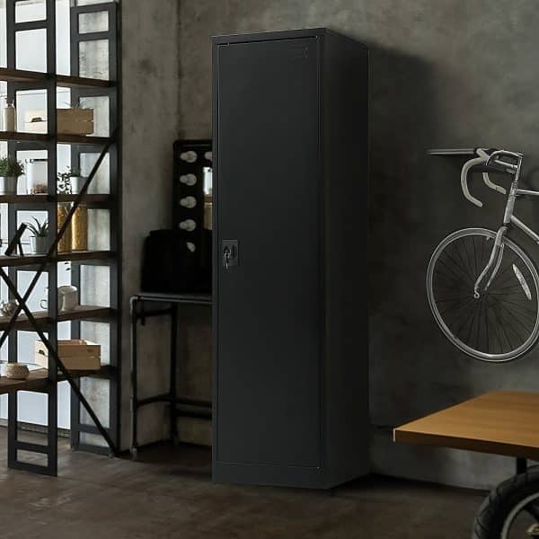 Single-Door Metal Tall Cabinet Shelf Storage for Home Office Gym - Image 2