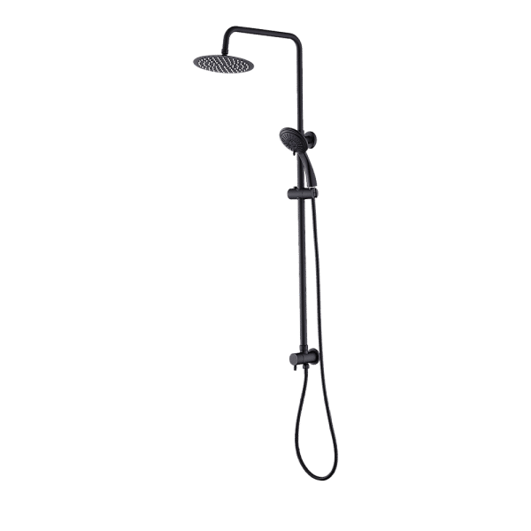 WELS 8" Rain Shower Head Set Rounded Dual Heads Faucet High Pressure Hand Held