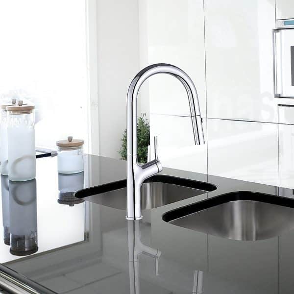 Kitchen Laundry Bathroom Basin Sink Pull Out Mixer Tap Faucet in Chrome - Image 2