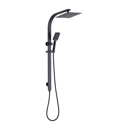 WELS 10" Rain Shower Head Set Square Dual Heads High Pressure with Handheld in Black