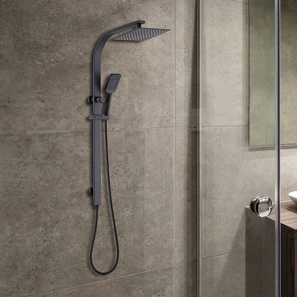 WELS 10" Rain Shower Head Set Square Dual Heads High Pressure with Handheld in Black - Image 2