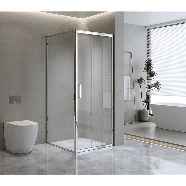 40mm Adjustable Contemporary Corner Sliding Chrome Shower Screen 116x80cm - Image 2