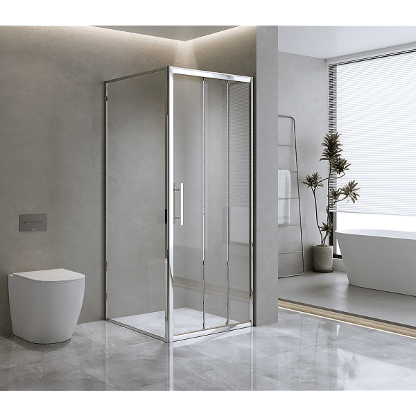 40mm Adjustable Contemporary Corner Sliding Chrome Shower Screen 90x92cm - Image 2