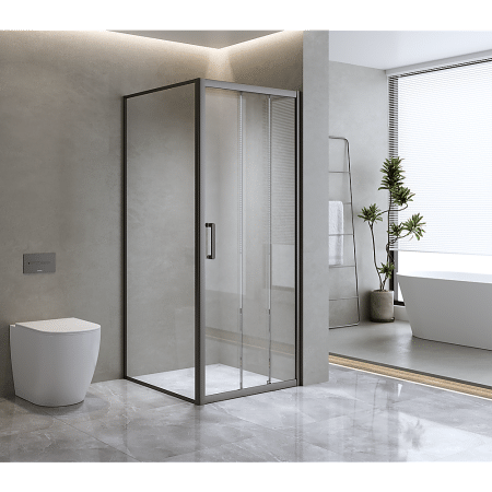 40mm Adjustable Contemporary Corner Sliding Black Shower Screen 116x80cm - Image 2