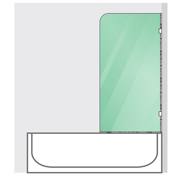70cm Frameless Glass Bath Screen with Brackets - Chrome - Image 2