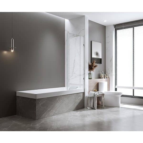 70cm Frameless Swing Bath Panel with Brushed Gold Hardware - Image 2