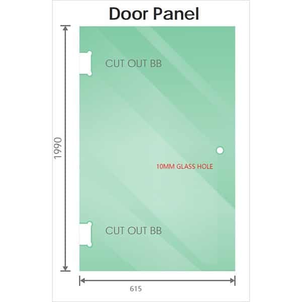 100cm Frameless Diamond Shower Screen with Black Brackets and SS Hinges, Square Knob Handle - Image 2