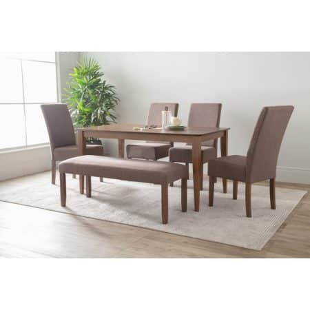ALLEGRO Dining Table + 4x MESI Dining Chair + MESI Bench - 6 Piece Dining Set - Cocoa - Image 2
