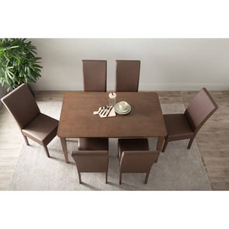 ALLEGRO Dining Table + 6x MESI Dining Chair - 7 Piece Dining Set - Cocoa - Image 2