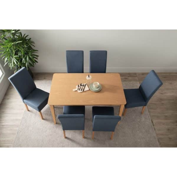 ALLEGRO Dining Table + 6x MESI Dining Chair - 7 Piece Dining Set - Natural - Image 2