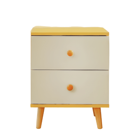 NNECN Wooden Bedside Cabinet with Two Drawers and Sturdy Legs