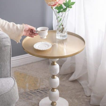 JESICCA MARBLE AND ALUMINUIM HAND MADE SIDE TABLE