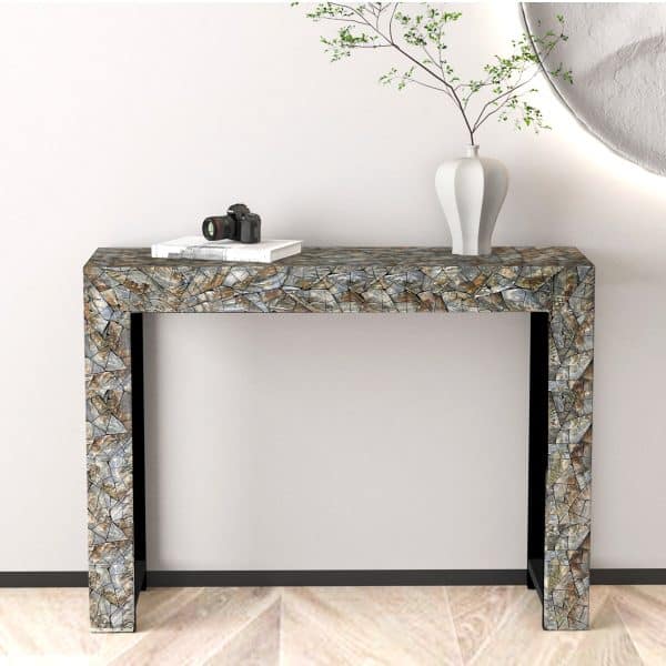 STONE HEDGE MOTHER OF PEARL HAND MADE CONSOLE TABLE - Image 2