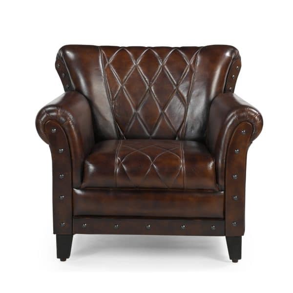 STUDDED LEATHER ARM CHAIR - Image 2