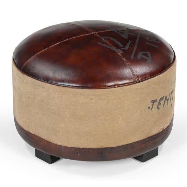 VINTAGE ROUND OTTOMAN - Image 2