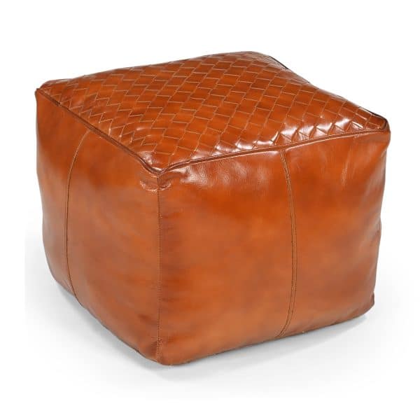 SQUARE LATTICED LEATHER OTTOMAN - Image 2