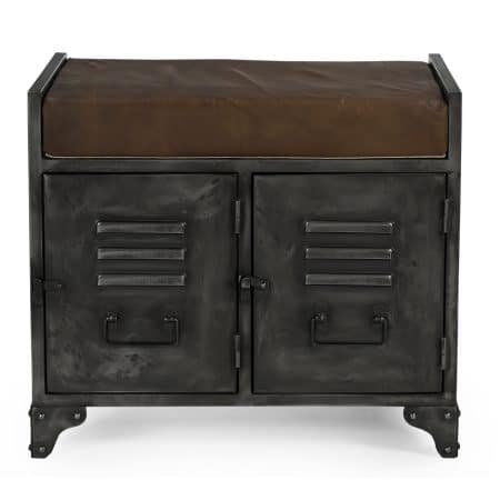 SMALL HAND MADE LOCKER BENCH WITH GENUINE LEATHER - Image 2