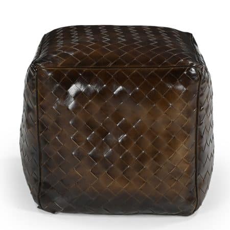 GENUINE LEATHER LATTICE OTTOMAN - Image 2
